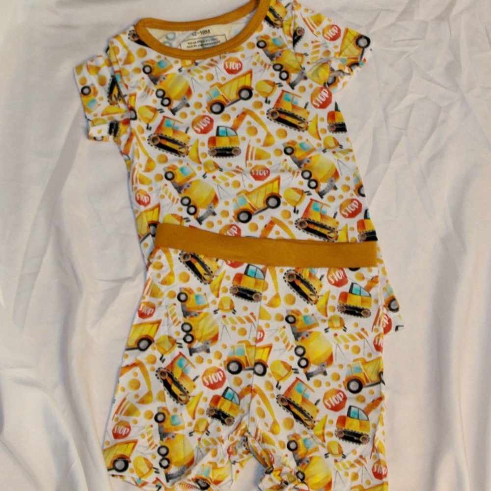 Yellow Bamboo Construction Print 2 Piece set